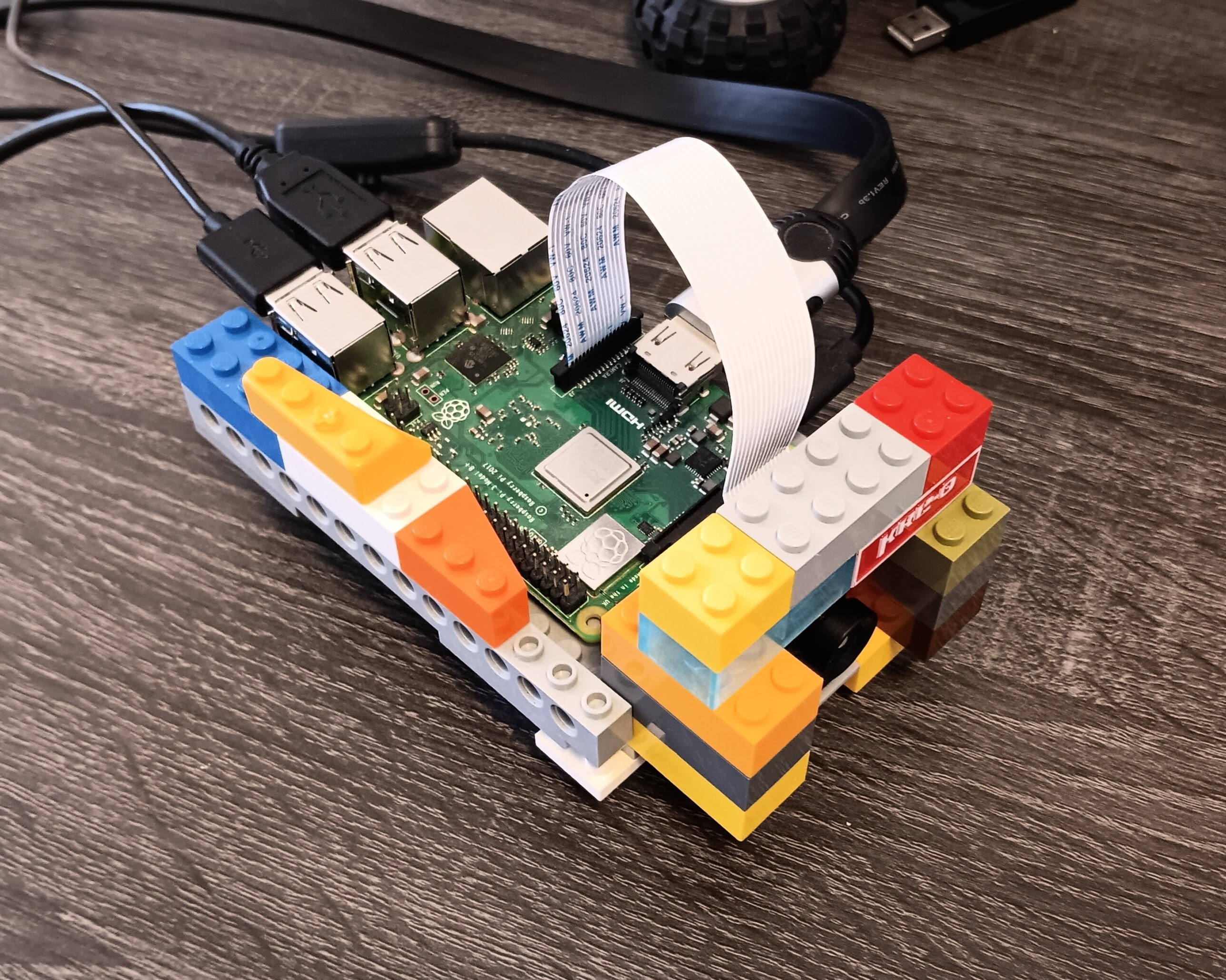 Camera module connected to Raspberry Pi via flex cable